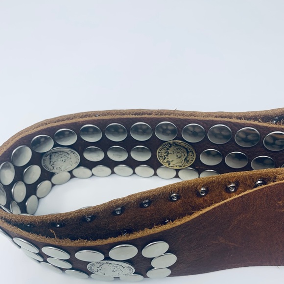 Brown Coin Faux Leather Belt Napoleon Emperor - Picture 3 of 10